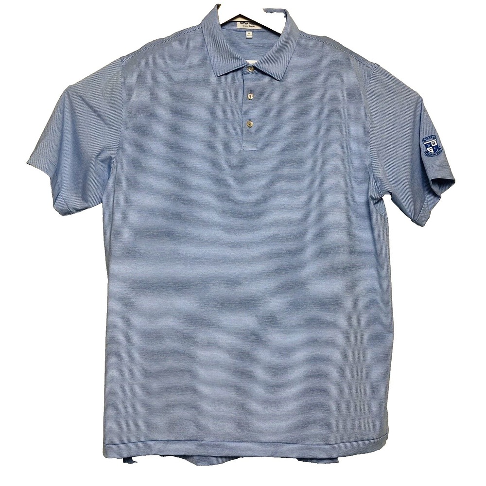Peter Millar Summer Comfort Blue & White Stripe Poly Spandex Polo Shirt Sz XL‎